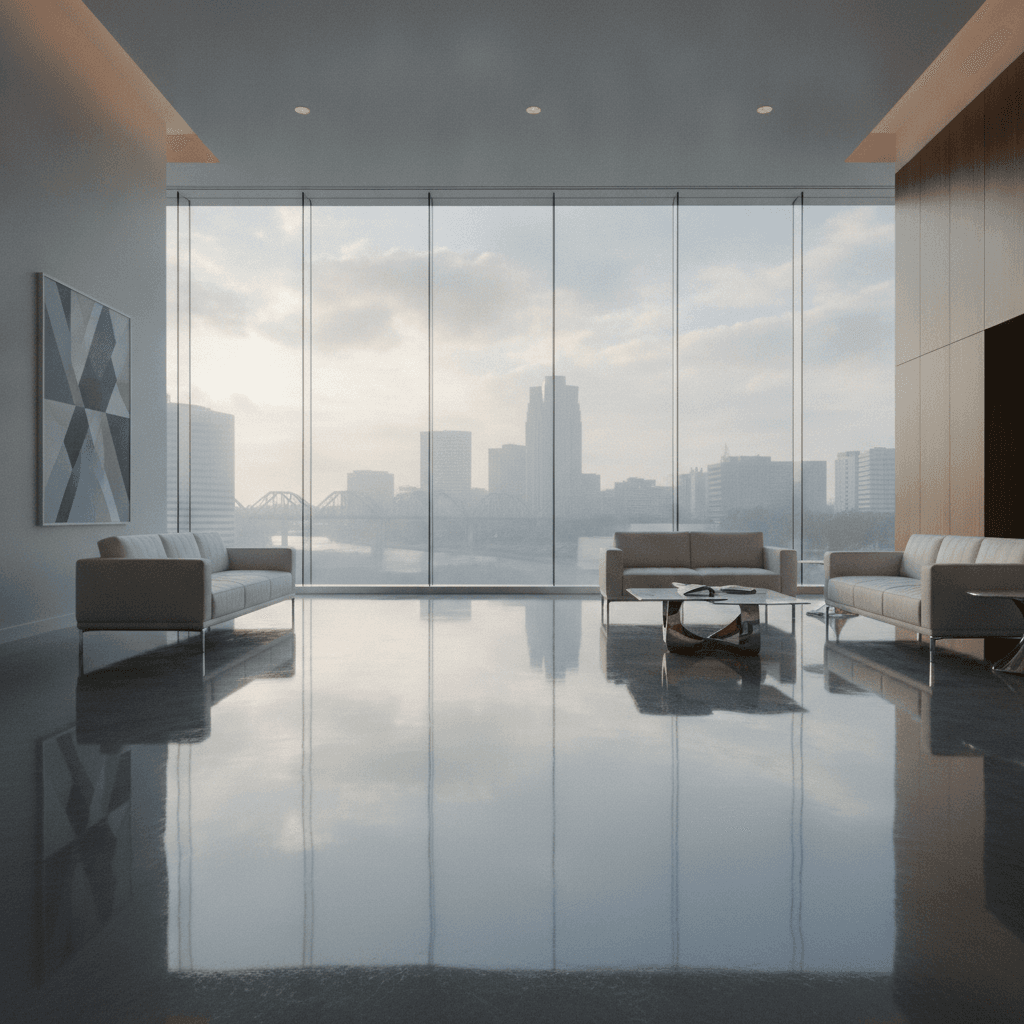 Marble-look epoxy floor in a Quad Cities commercial space